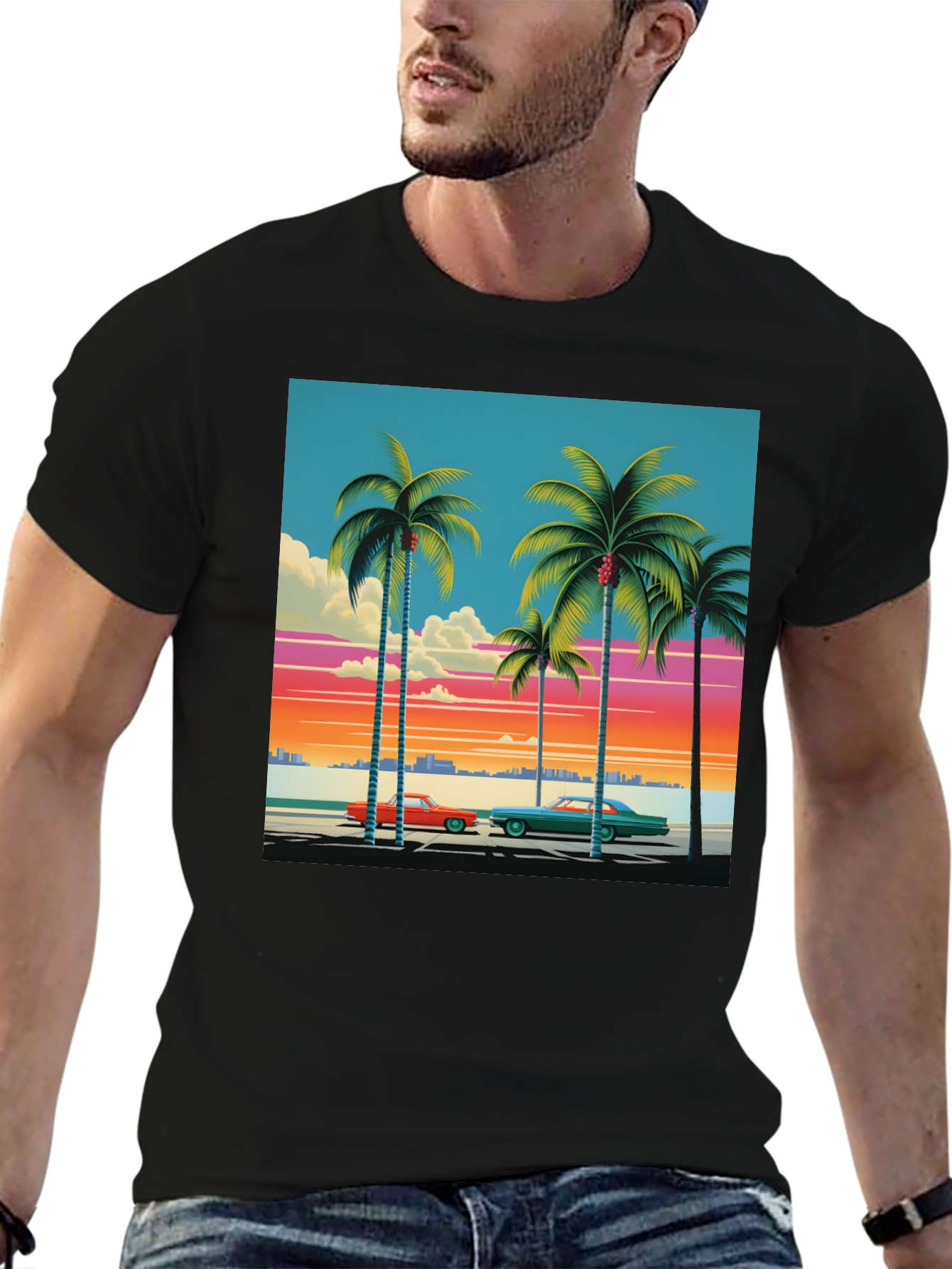 Retro Miami Beach Palm Tree T-Shirt