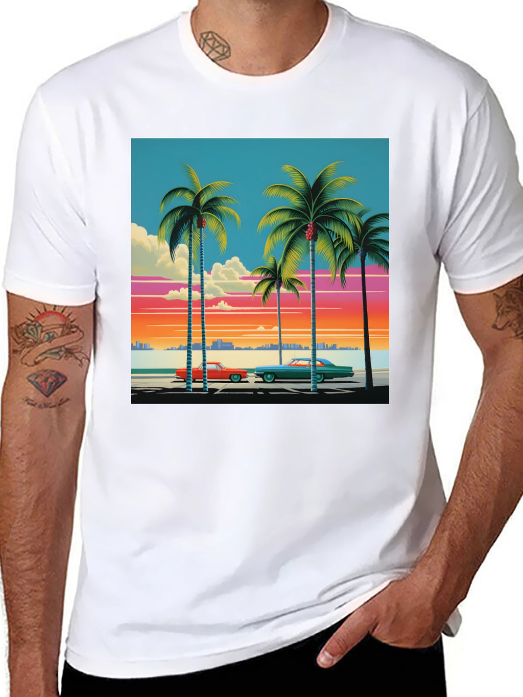 Retro Miami Beach Palm Tree T-Shirt