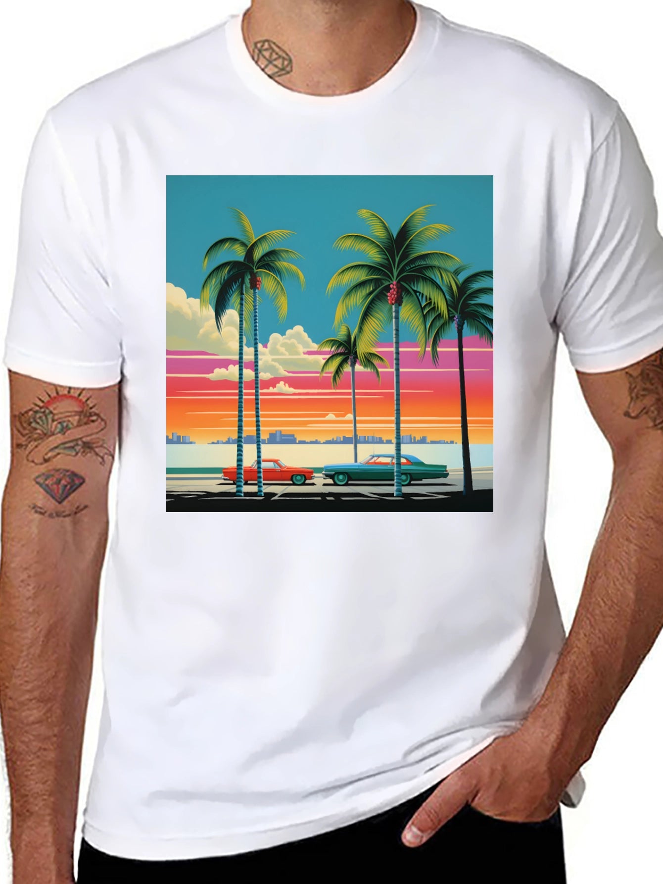 Retro Miami Beach Palm Tree T-Shirt