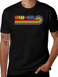 Human Kind Rainbow Stripe Tee - Black Casual T-Shirt