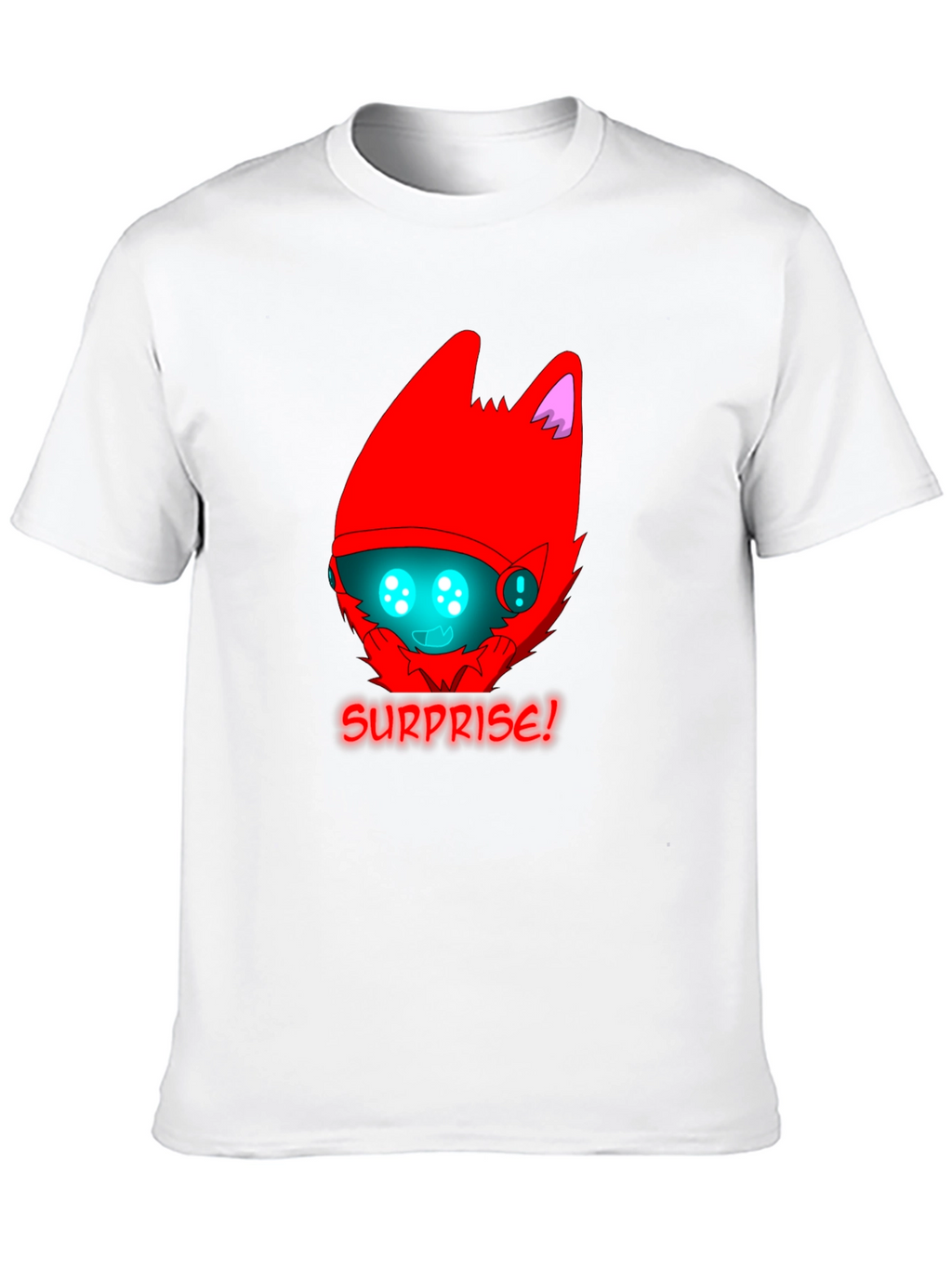 Surprise! Red Protogen Head Black T-Shirt