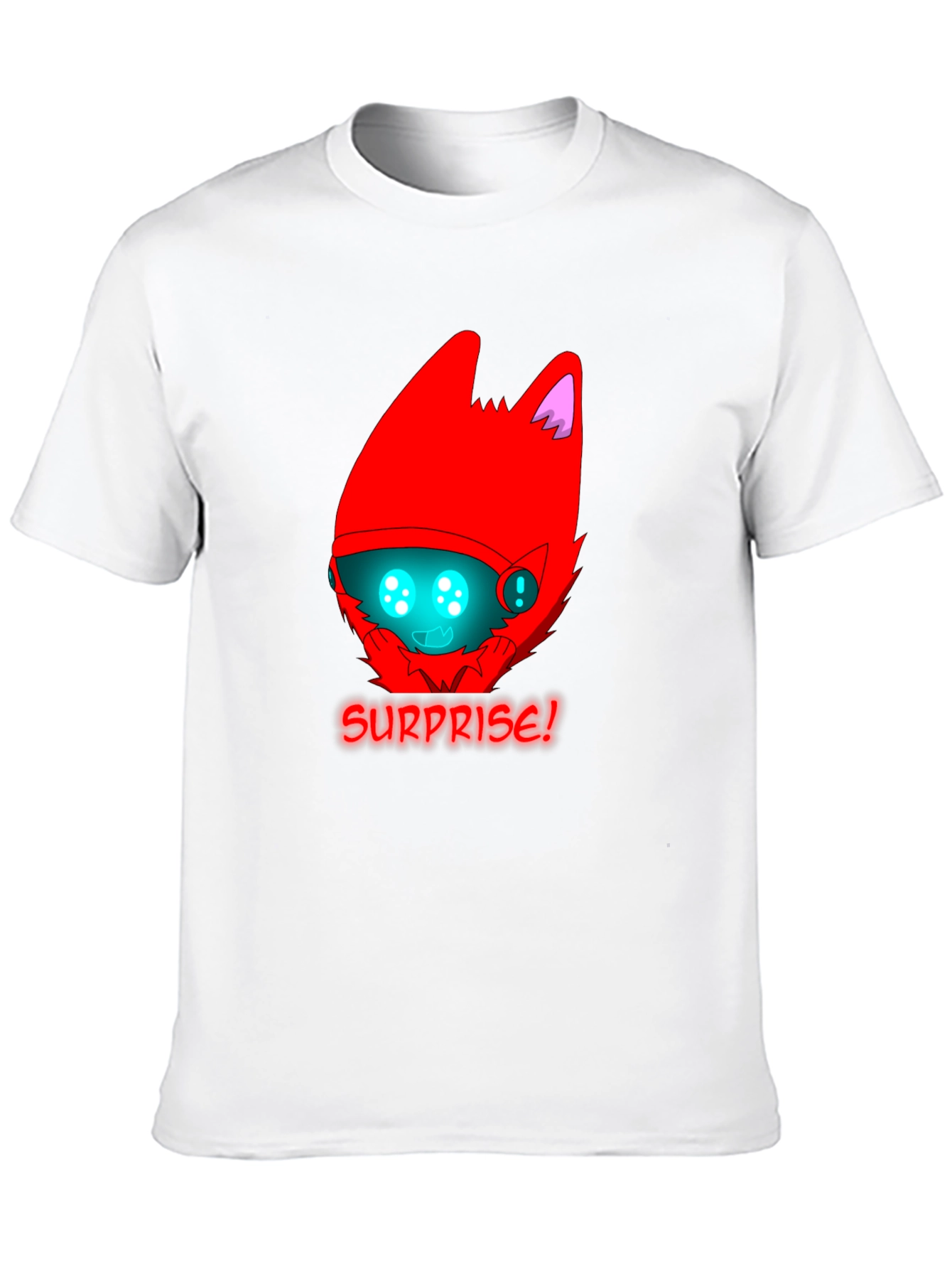 Surprise! Red Protogen Head Black T-Shirt