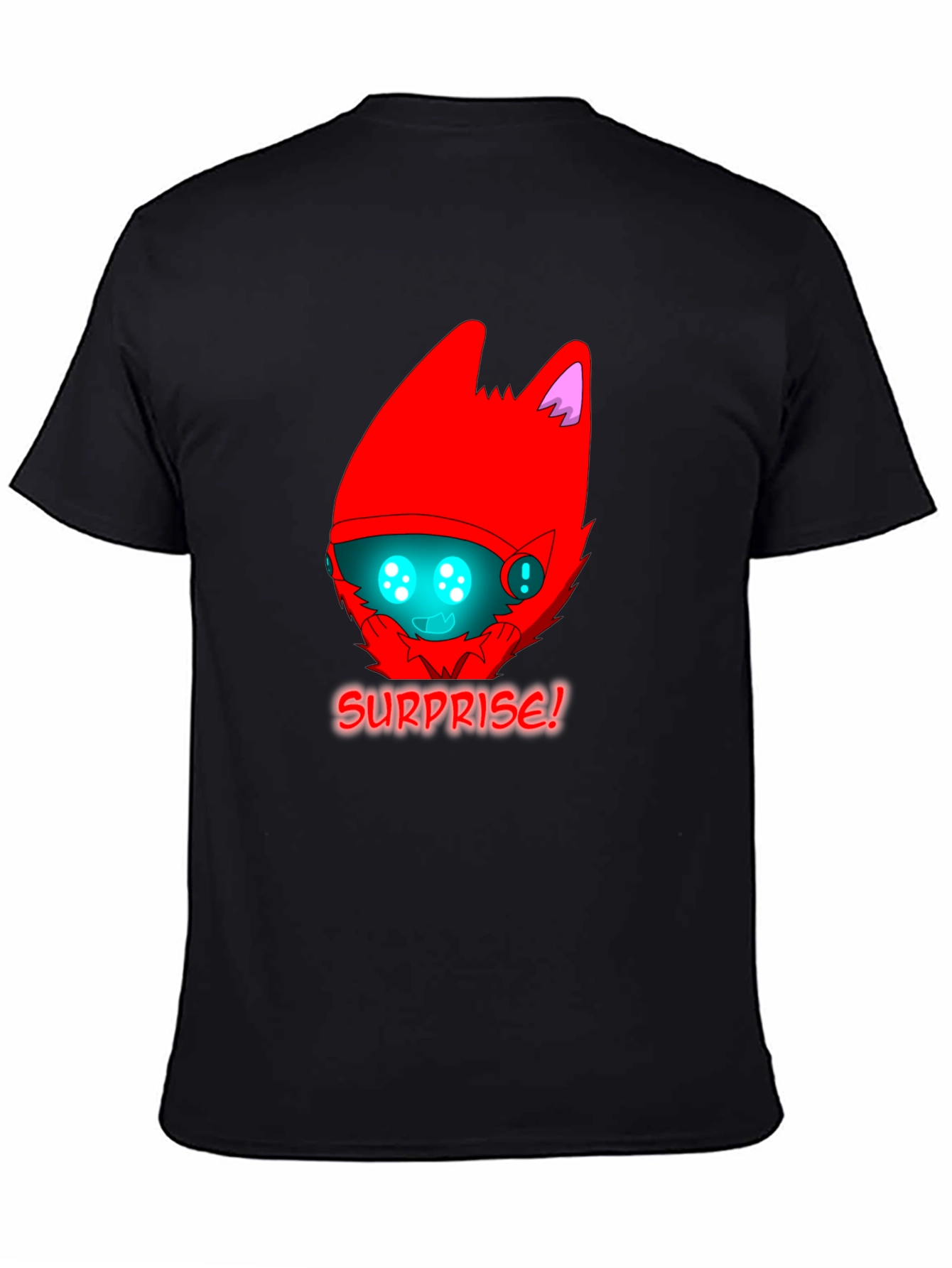Surprise! Red Protogen Head Black T-Shirt