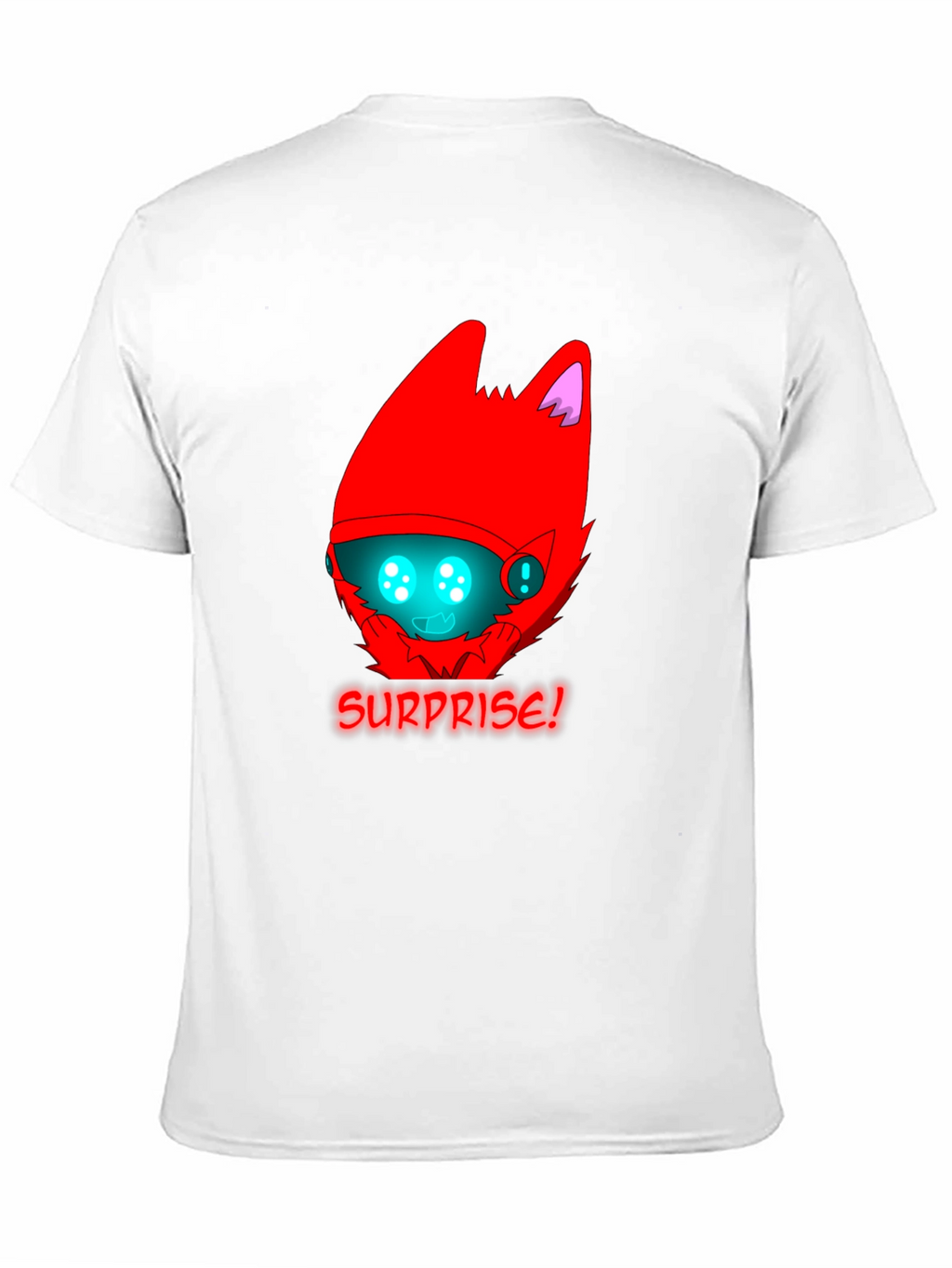 Surprise! Red Protogen Head Black T-Shirt