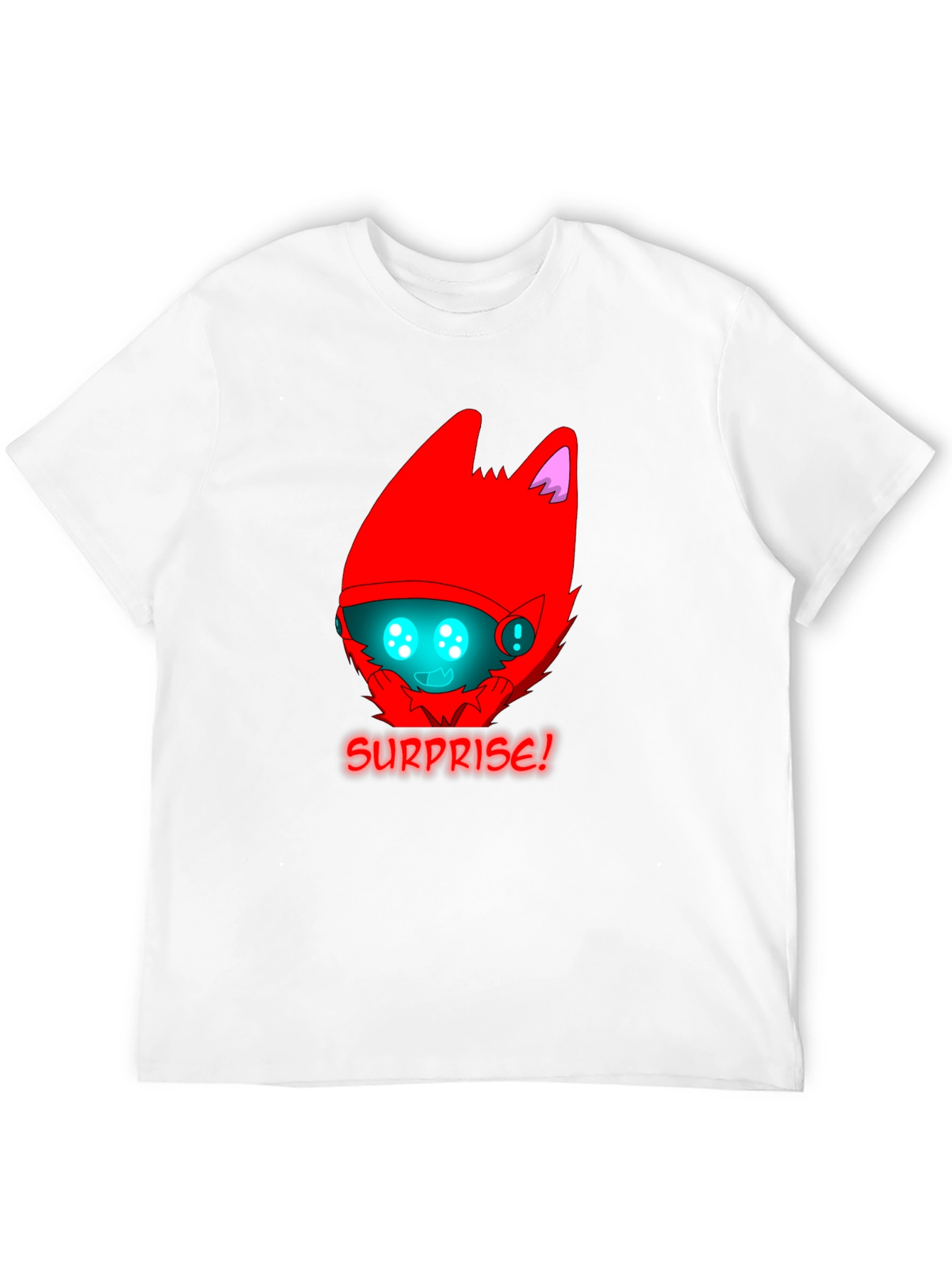 Surprise! Red Protogen Head Black T-Shirt