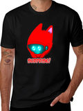 Surprise! Red Protogen Head Black T-Shirt
