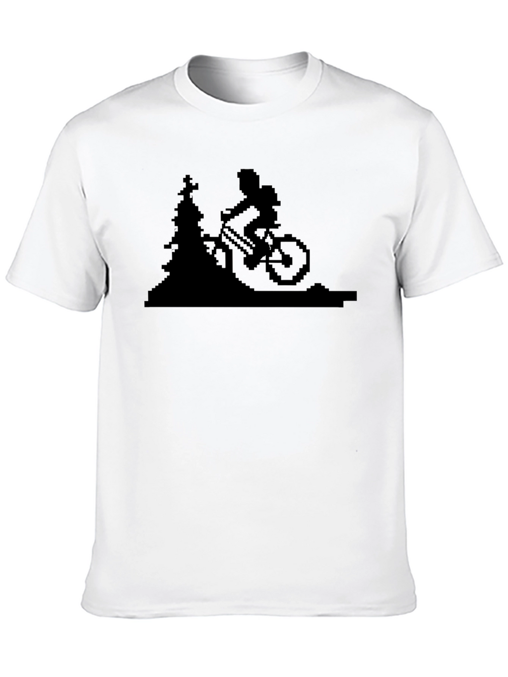 Pixelated Mountain Biker T-Shirt - Black