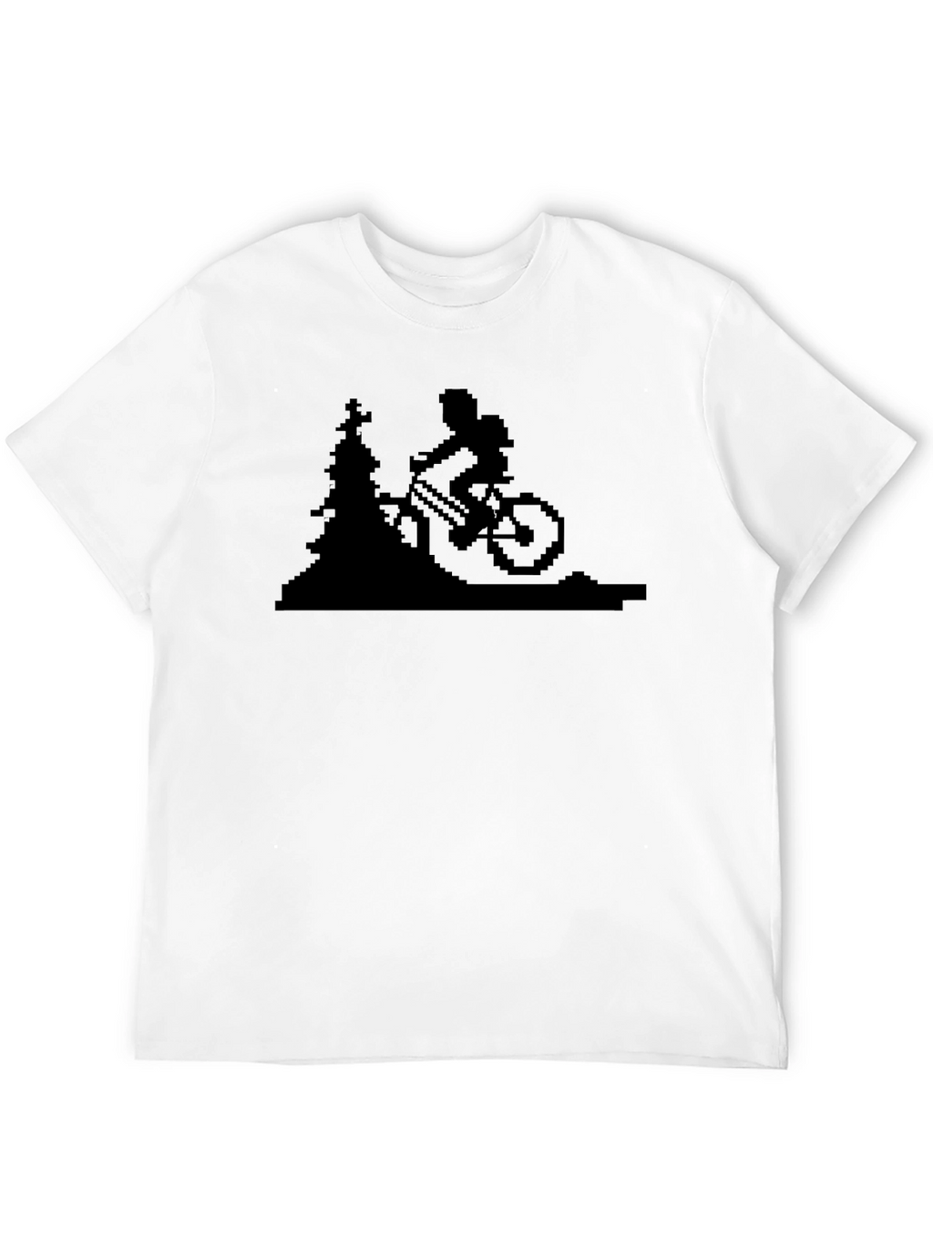 Pixelated Mountain Biker T-Shirt - Black