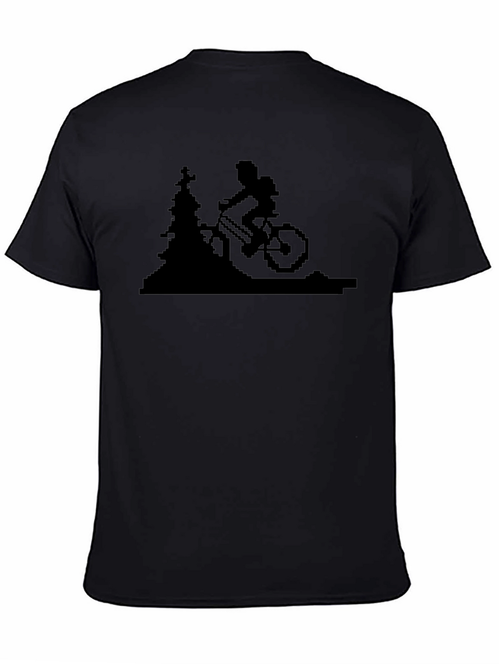 Pixelated Mountain Biker T-Shirt - Black