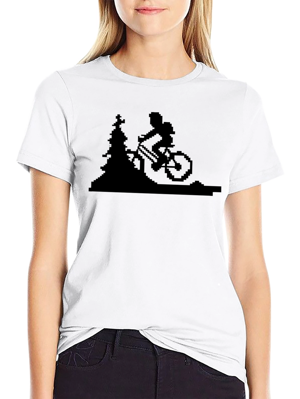 Pixelated Mountain Biker T-Shirt - Black