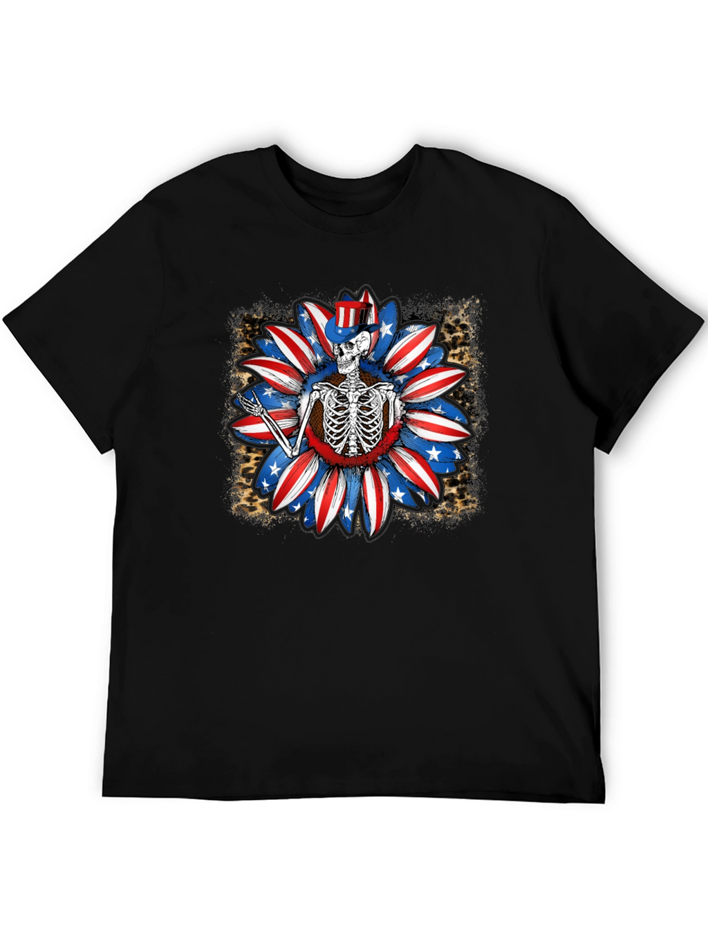 Patriotic Skeleton Sunflower Graphic Tee