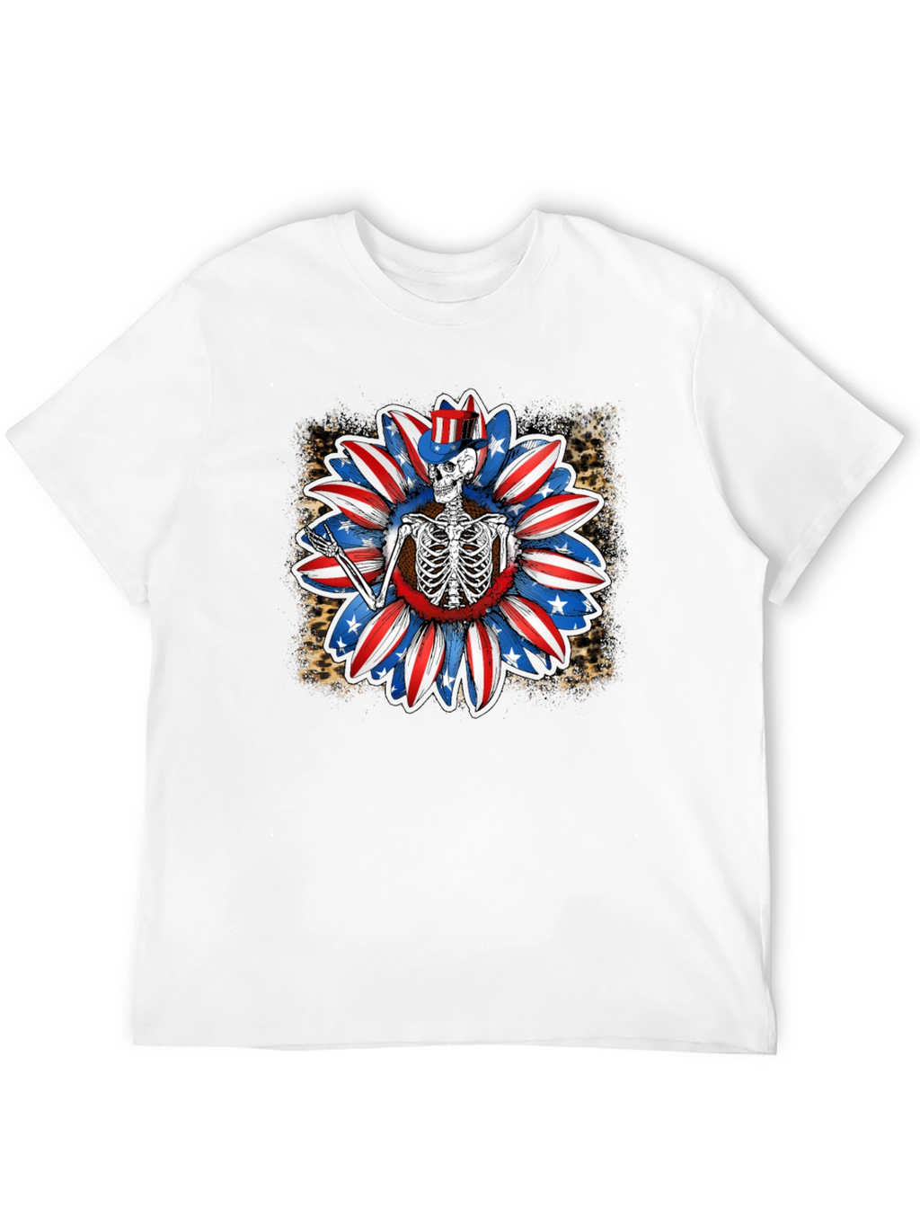 Patriotic Skeleton Sunflower Graphic Tee