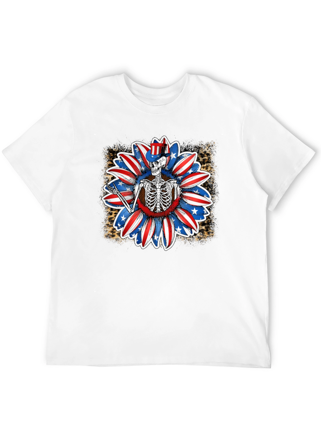 Patriotic Skeleton Sunflower Graphic Tee