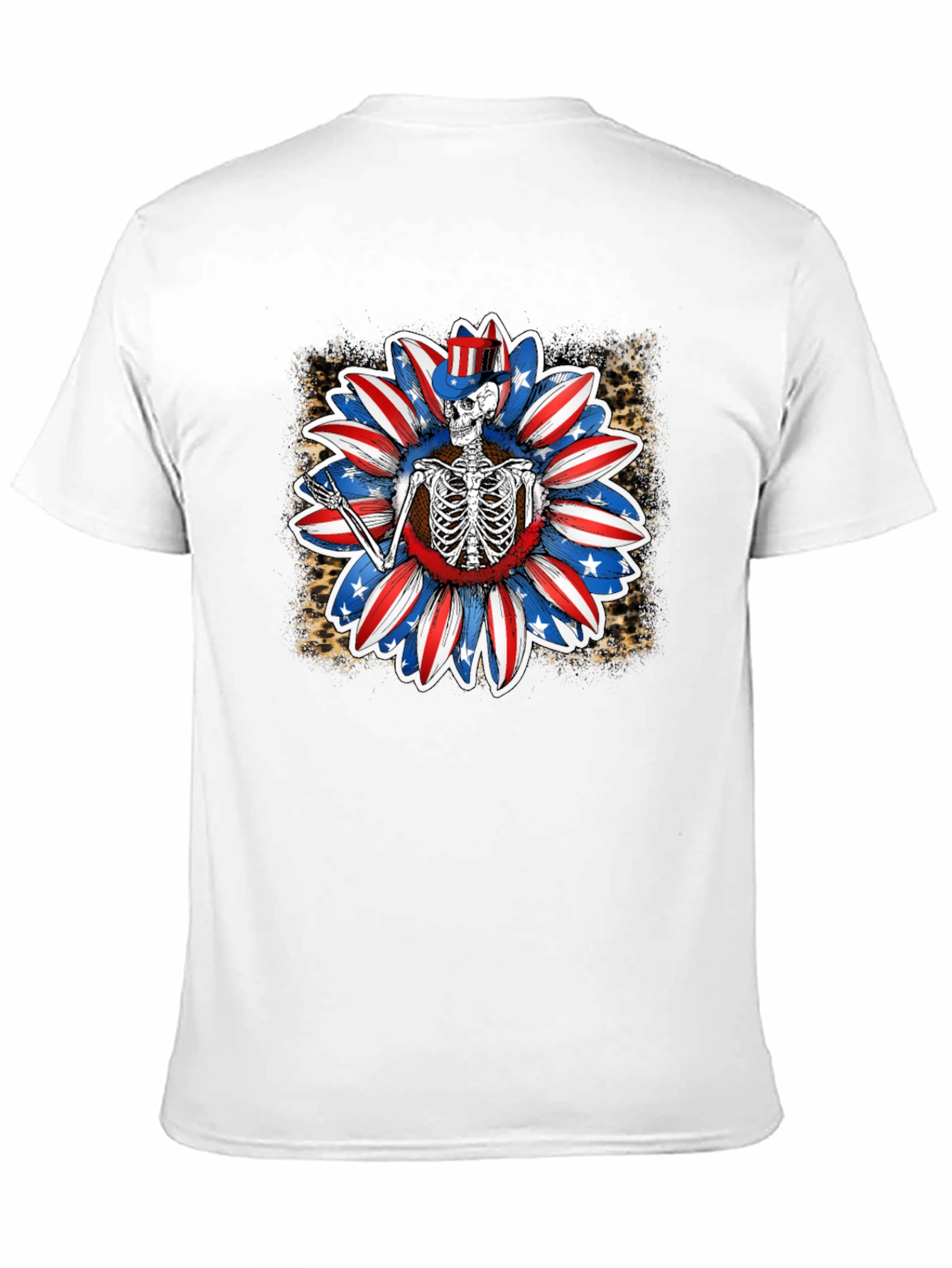 Patriotic Skeleton Sunflower Graphic Tee