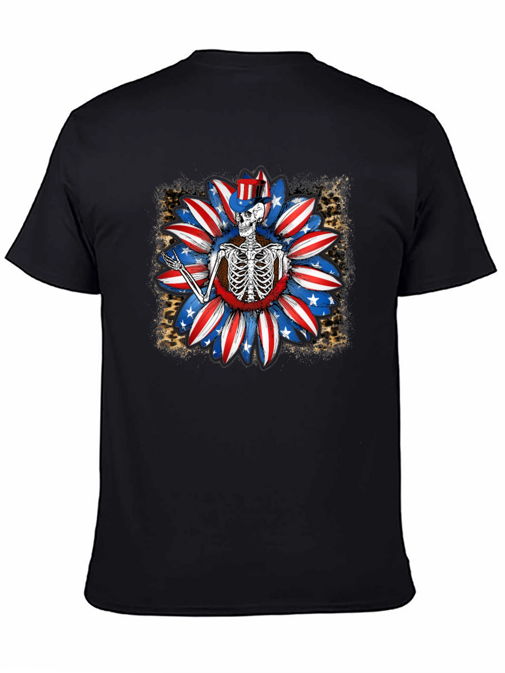 Patriotic Skeleton Sunflower Graphic Tee