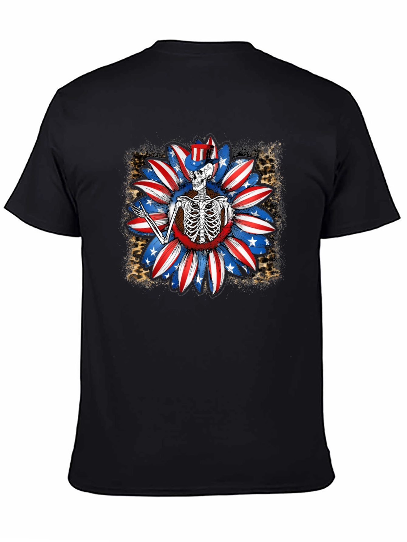 Patriotic Skeleton Sunflower Graphic Tee