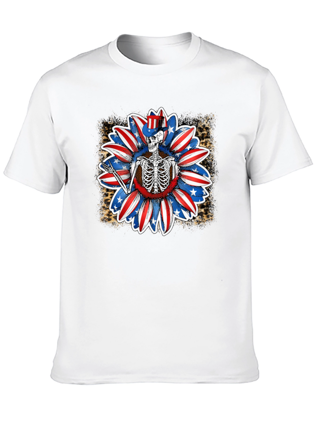Patriotic Skeleton Sunflower Graphic Tee