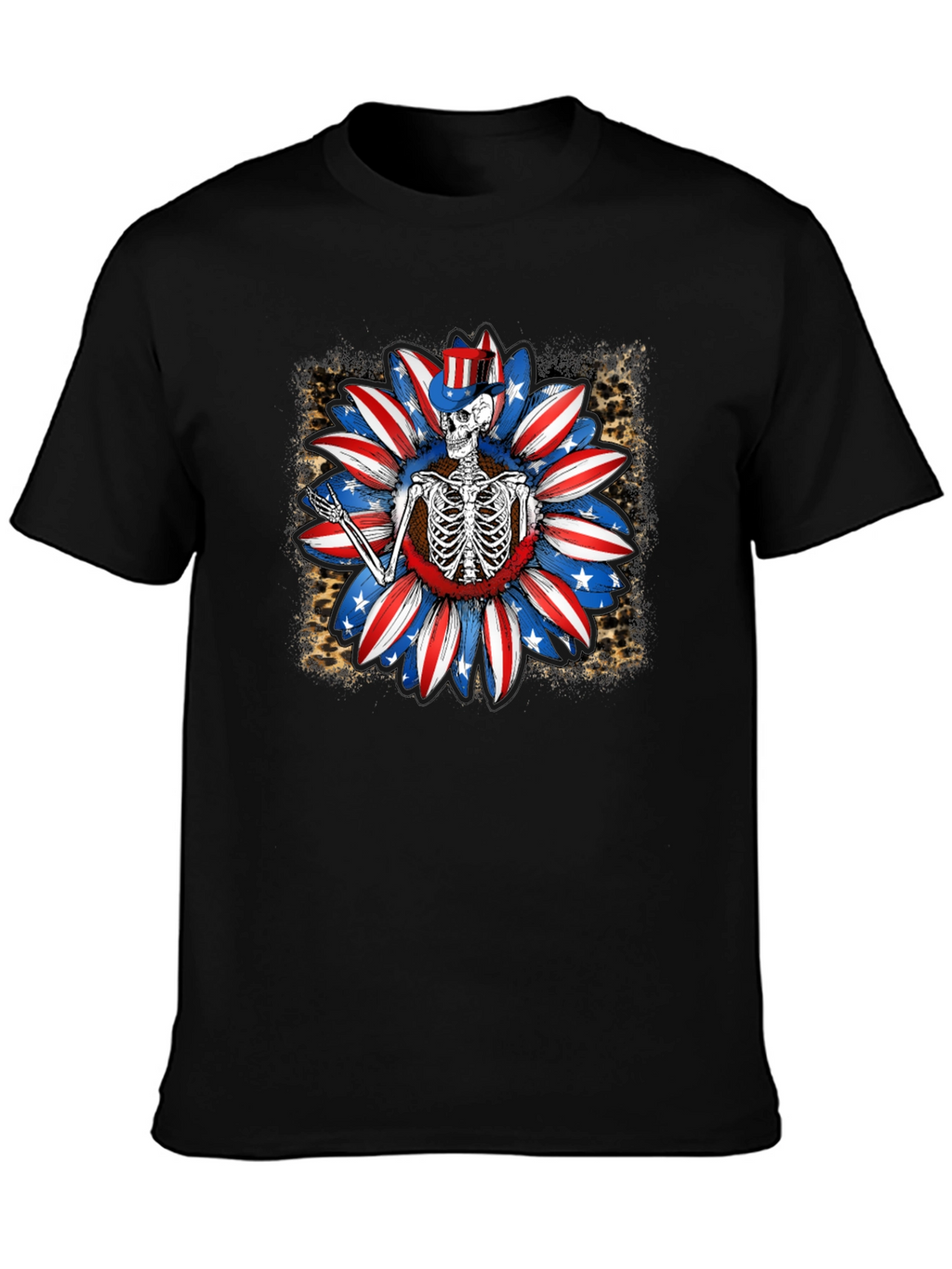 Patriotic Skeleton Sunflower Graphic Tee