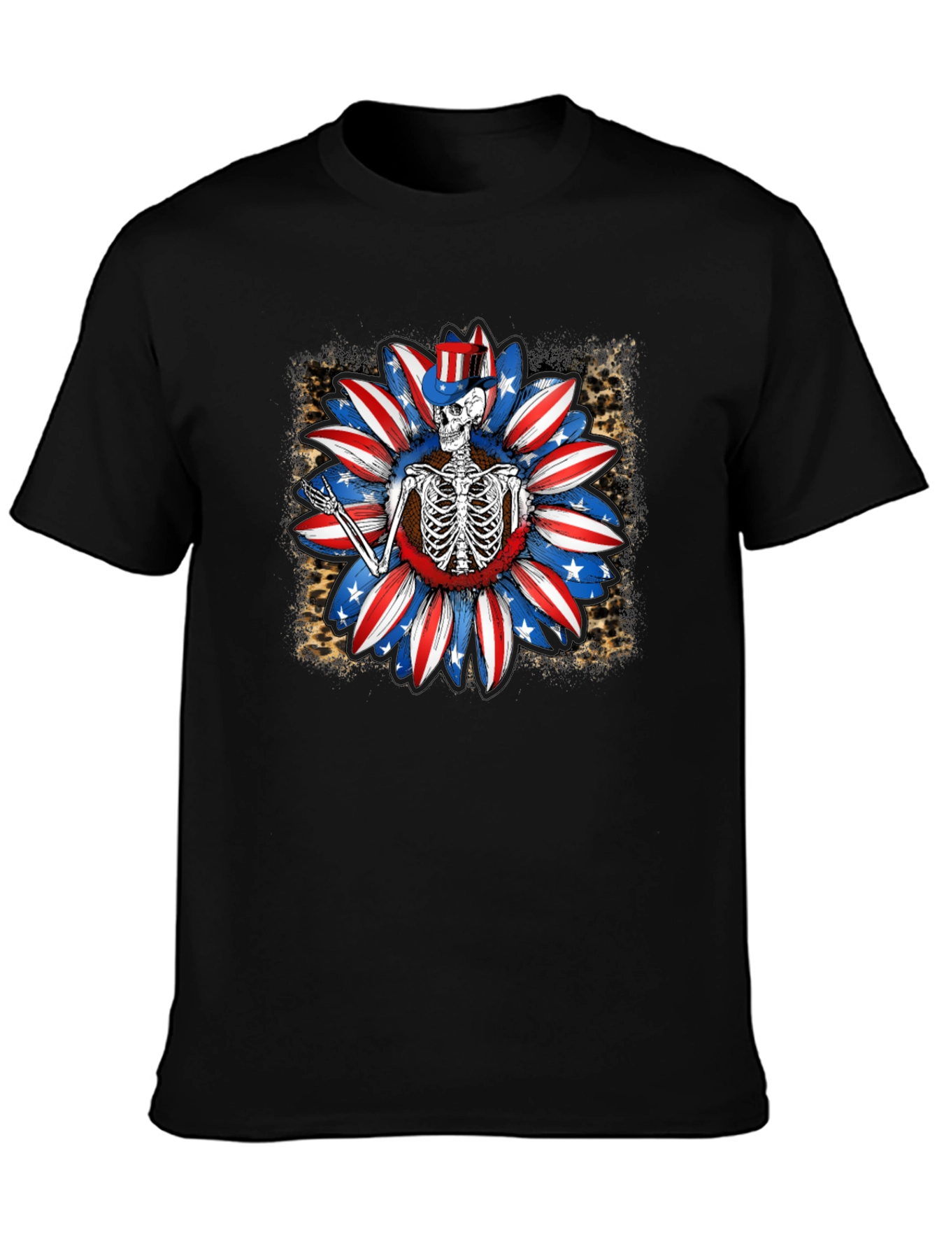 Patriotic Skeleton Sunflower Graphic Tee