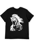 Horse Arabic Calligraphy Mens Black T-Shirt
