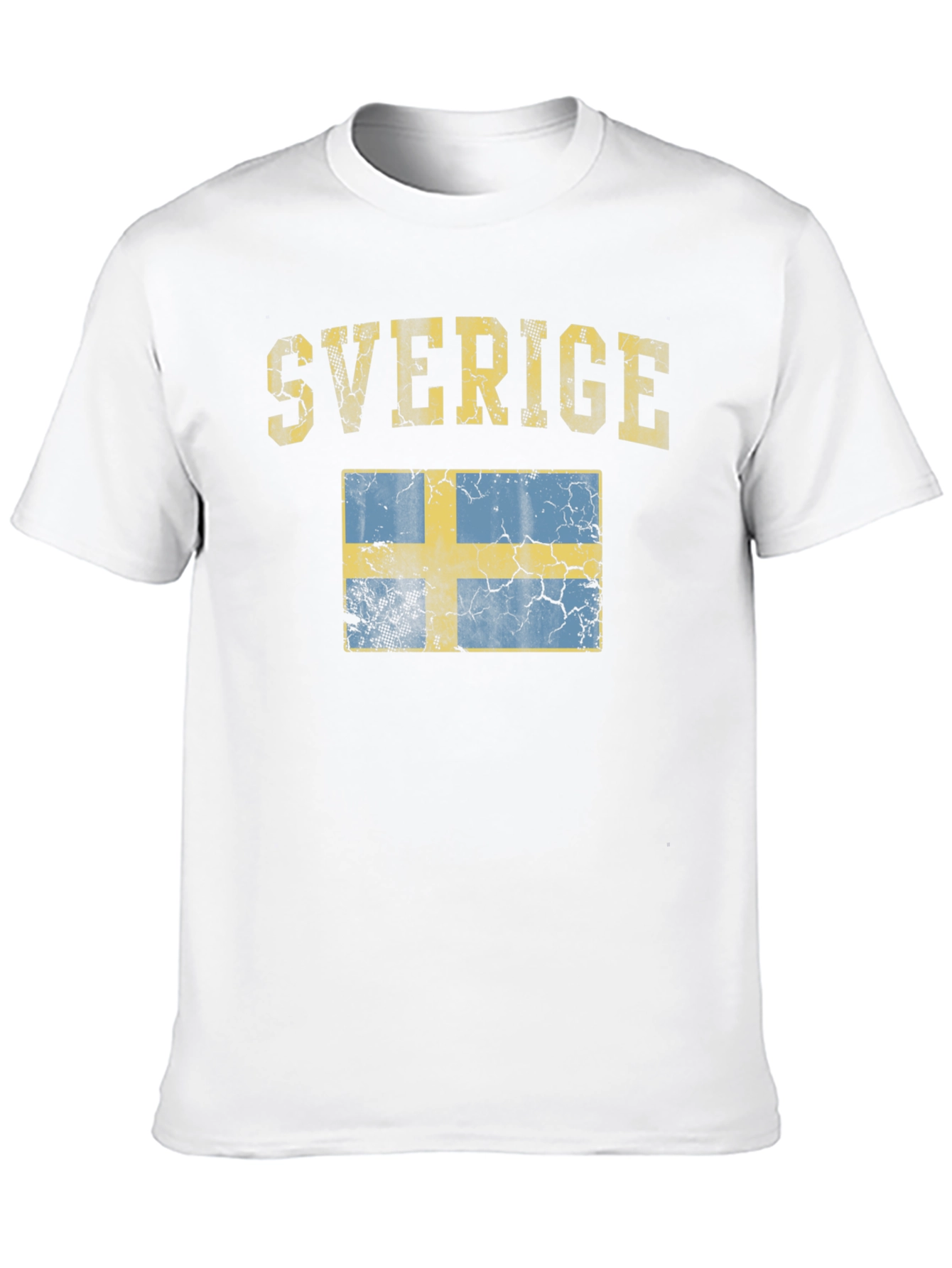 Sverige Sweden Flag Distressed Black T-Shirt
