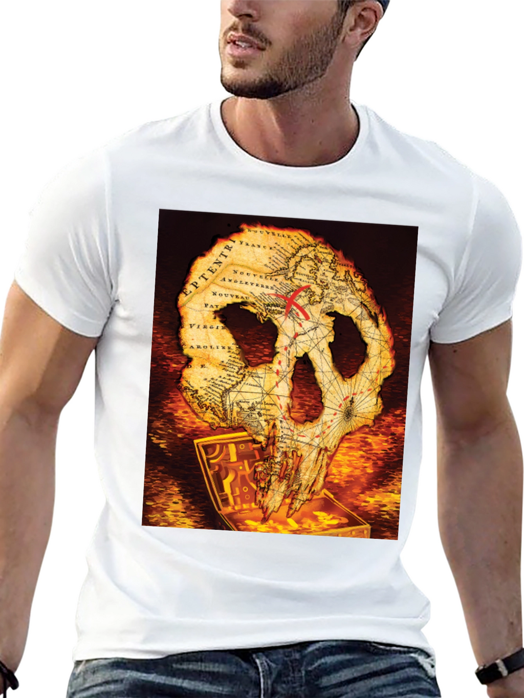 Skull Map Graphic Tee - Pirate Treasure T-Shirt