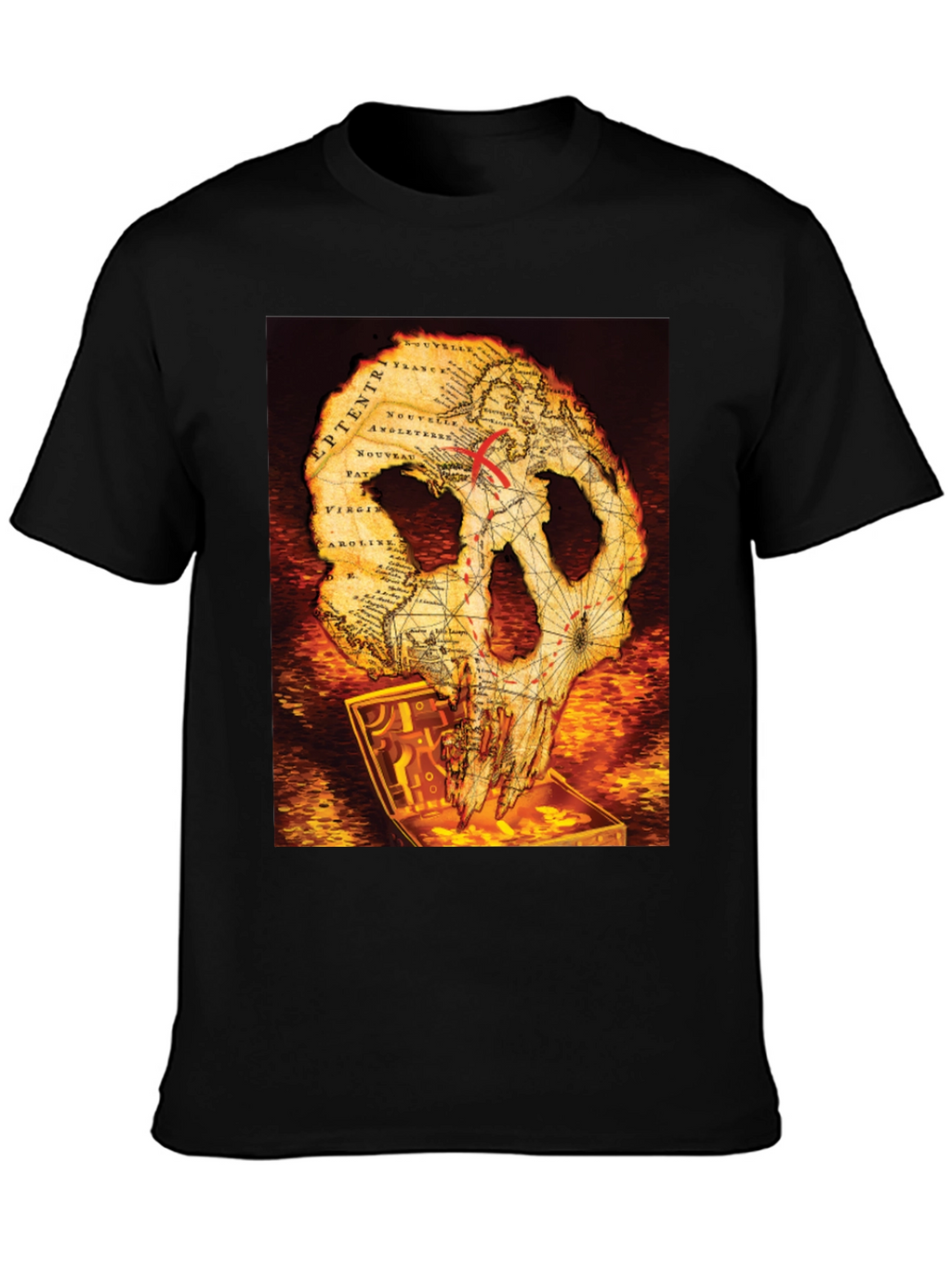 Skull Map Graphic Tee - Pirate Treasure T-Shirt