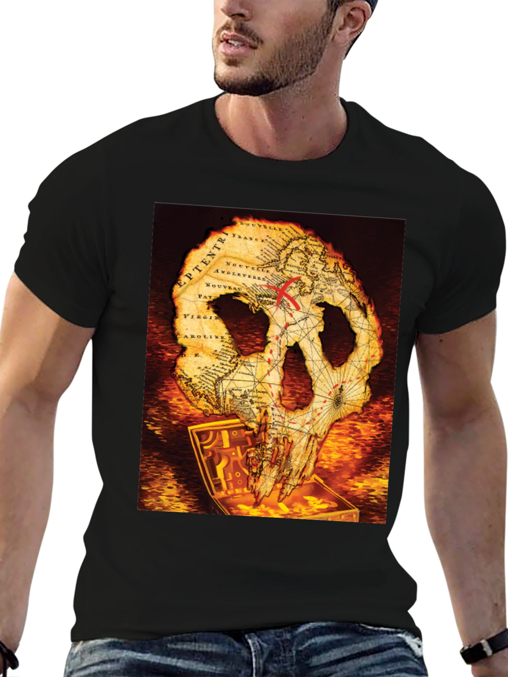 Skull Map Graphic Tee - Pirate Treasure T-Shirt