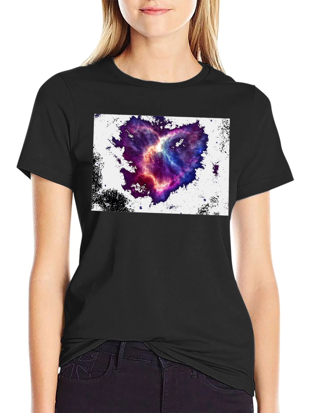 Nebula Heart Graphic Tee - Black Cotton Blend
