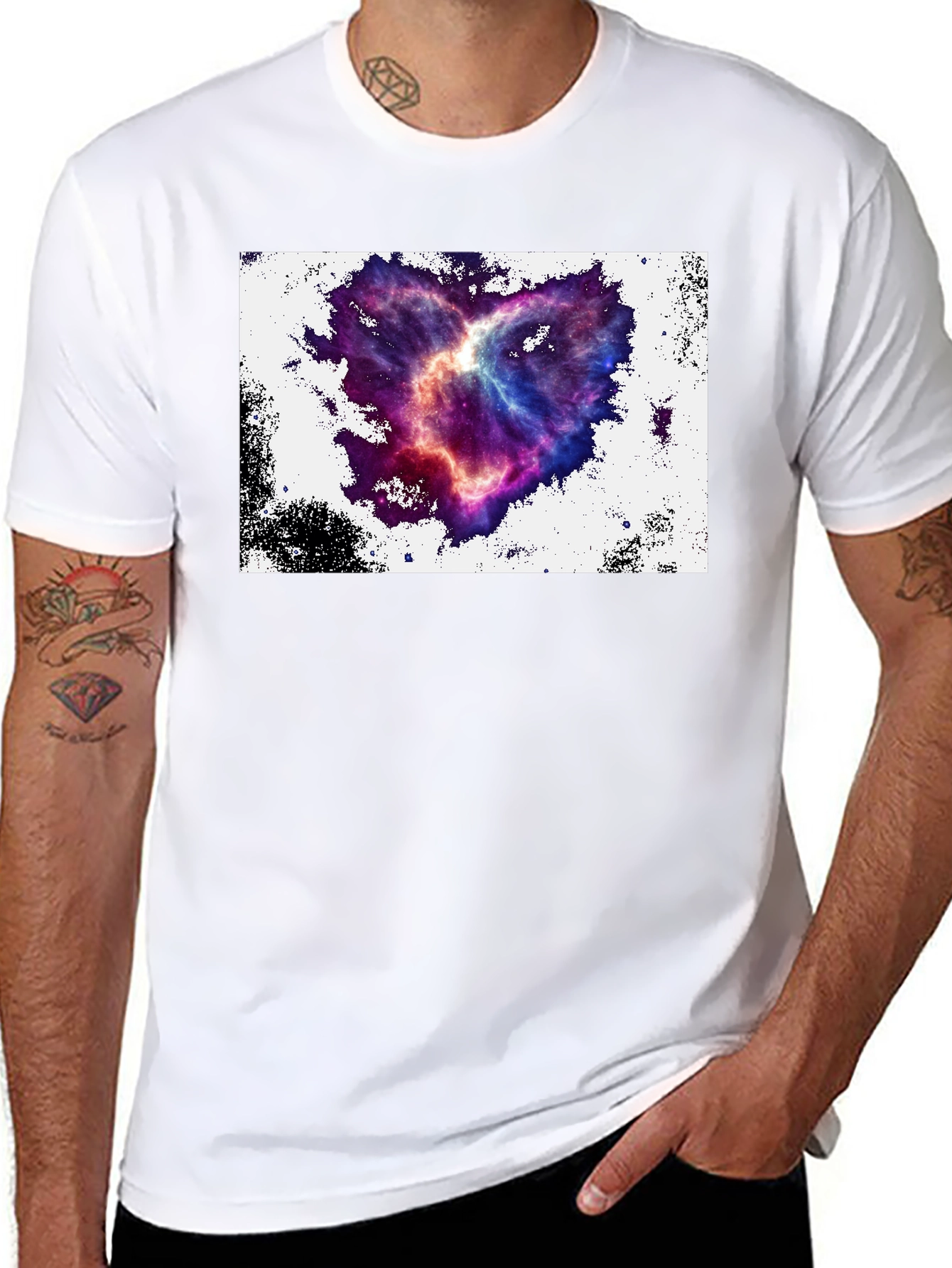 Nebula Heart Graphic Tee - Black Cotton Blend