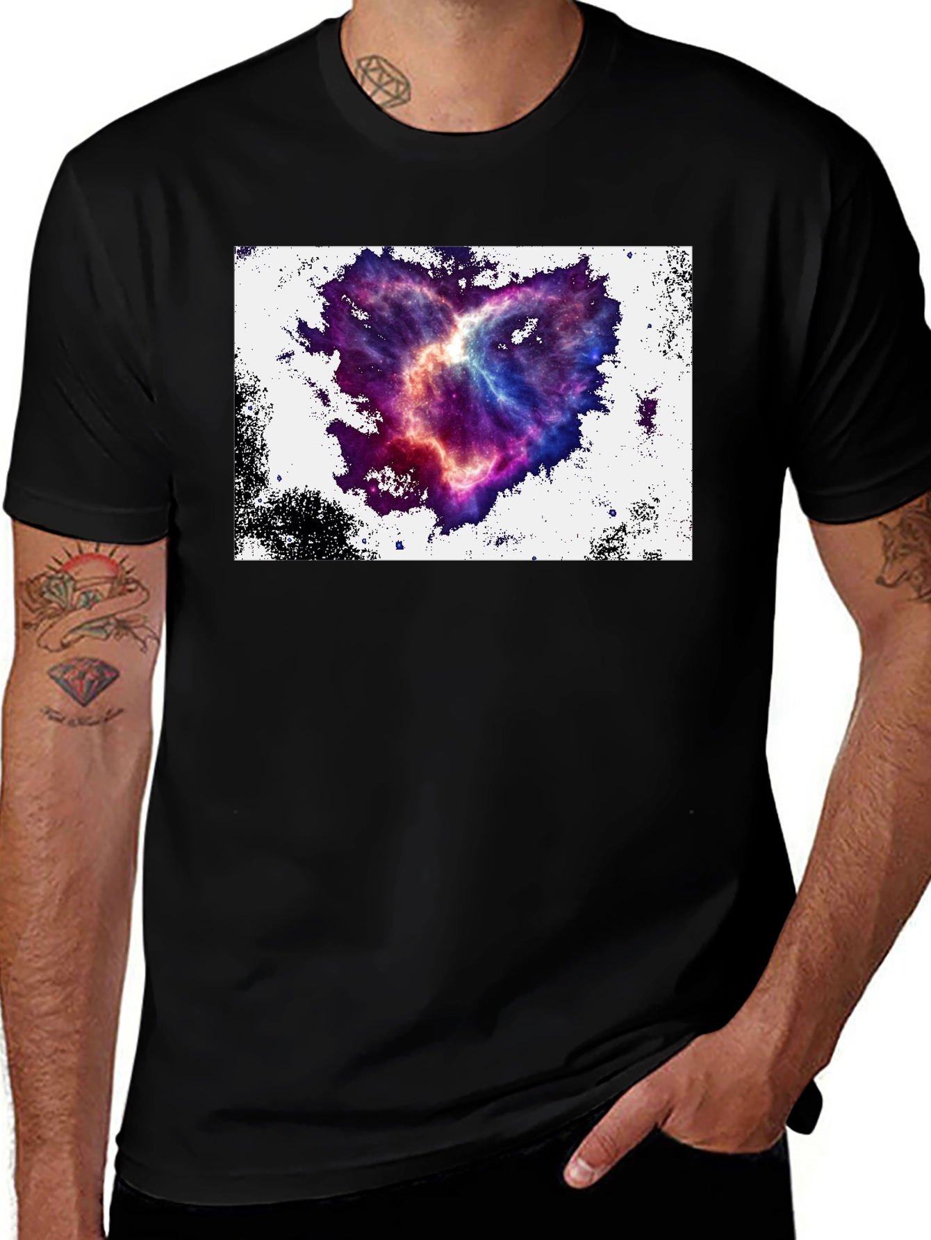Nebula Heart Graphic Tee - Black Cotton Blend