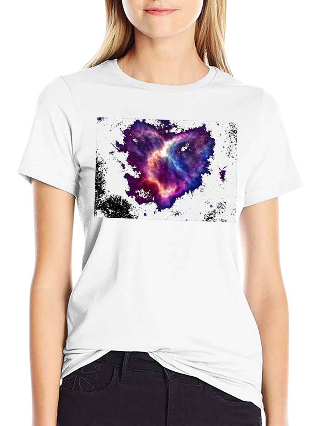 Nebula Heart Graphic Tee - Black Cotton Blend