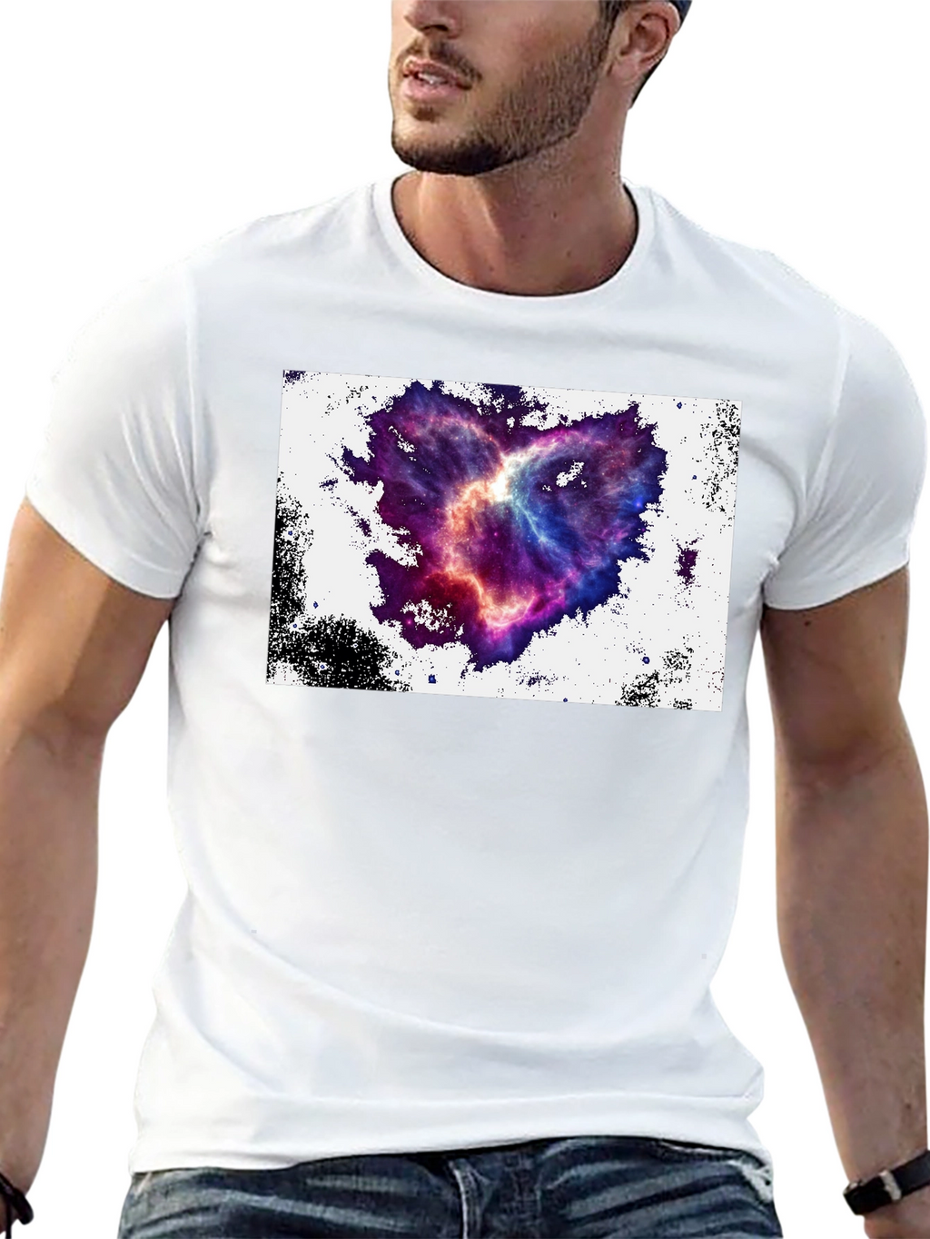 Nebula Heart Graphic Tee - Black Cotton Blend