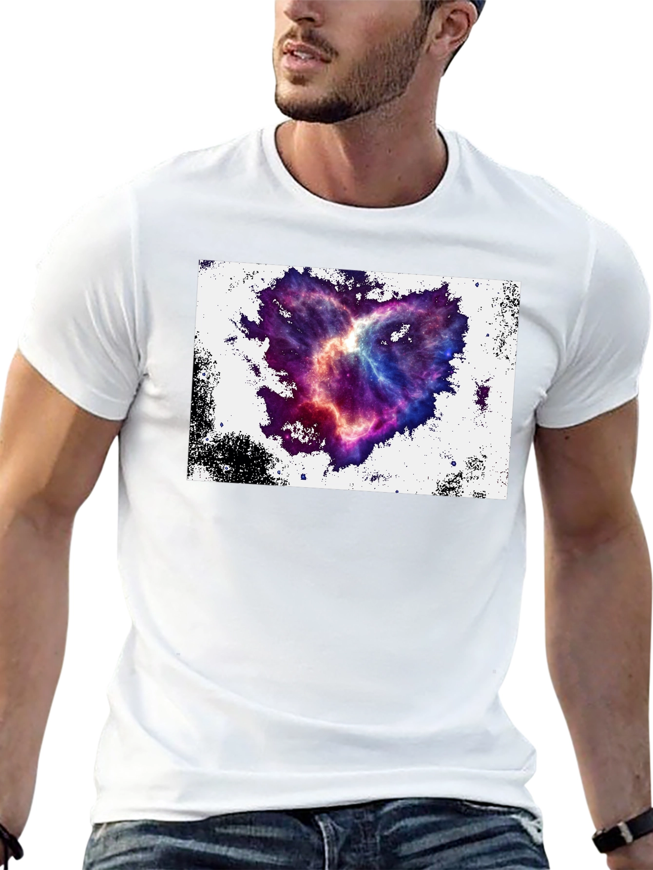 Nebula Heart Graphic Tee - Black Cotton Blend