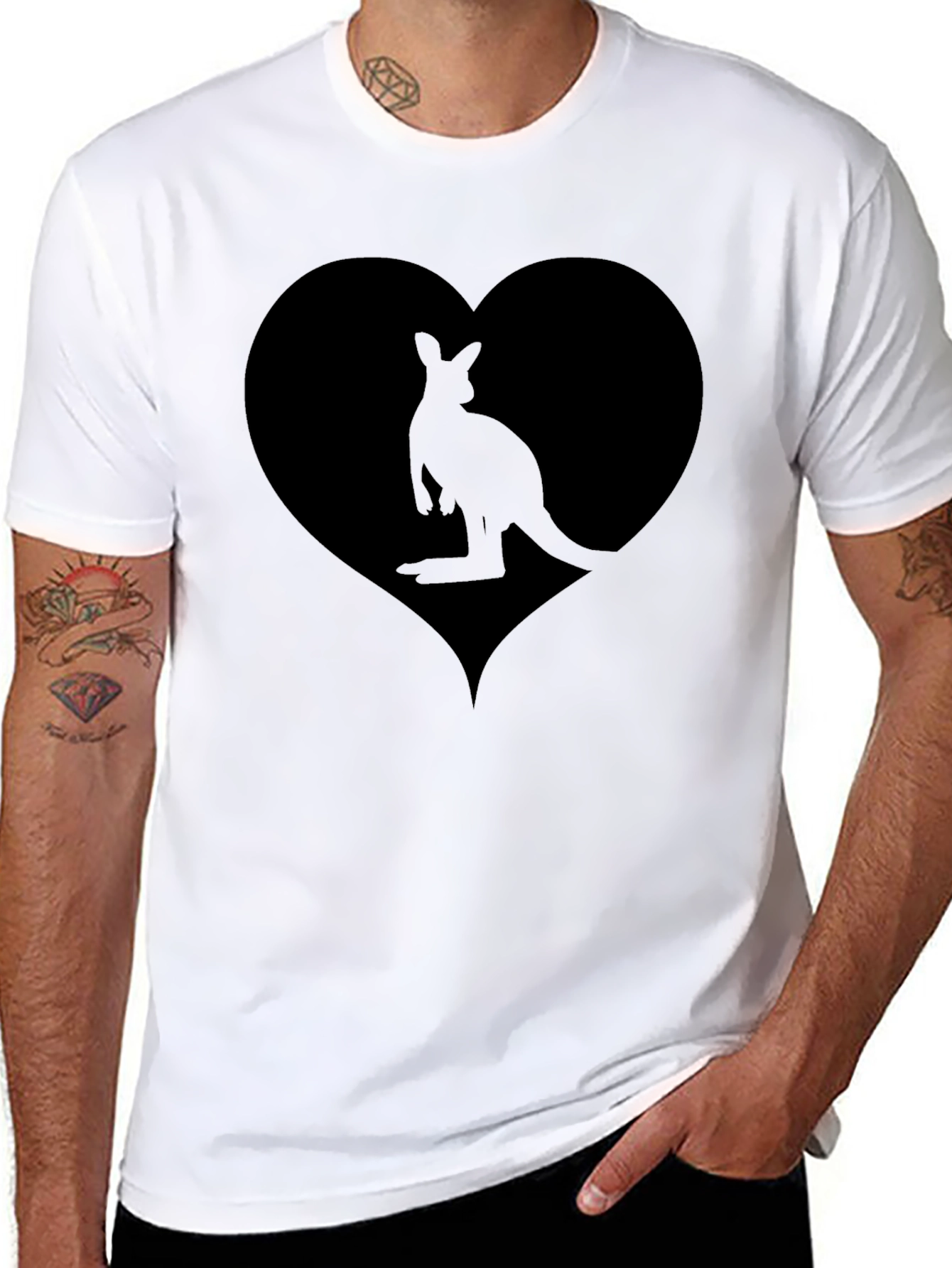 Kangaroo Heart Graphic Tee - Mens Black T-Shirt