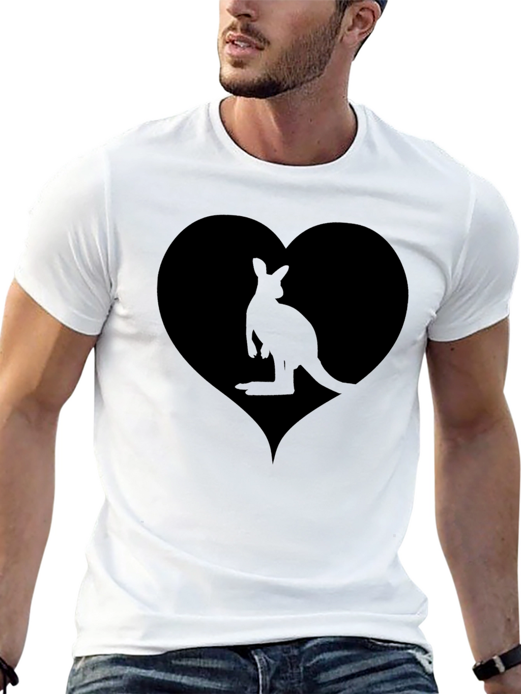 Kangaroo Heart Graphic Tee - Mens Black T-Shirt