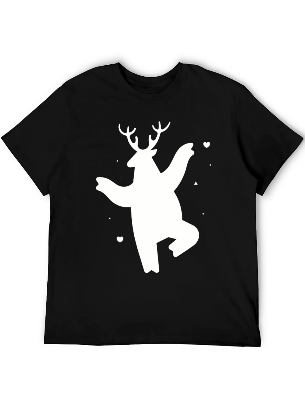 Bear Deer Graphic Tee - Black Cotton Casual T-Shirt