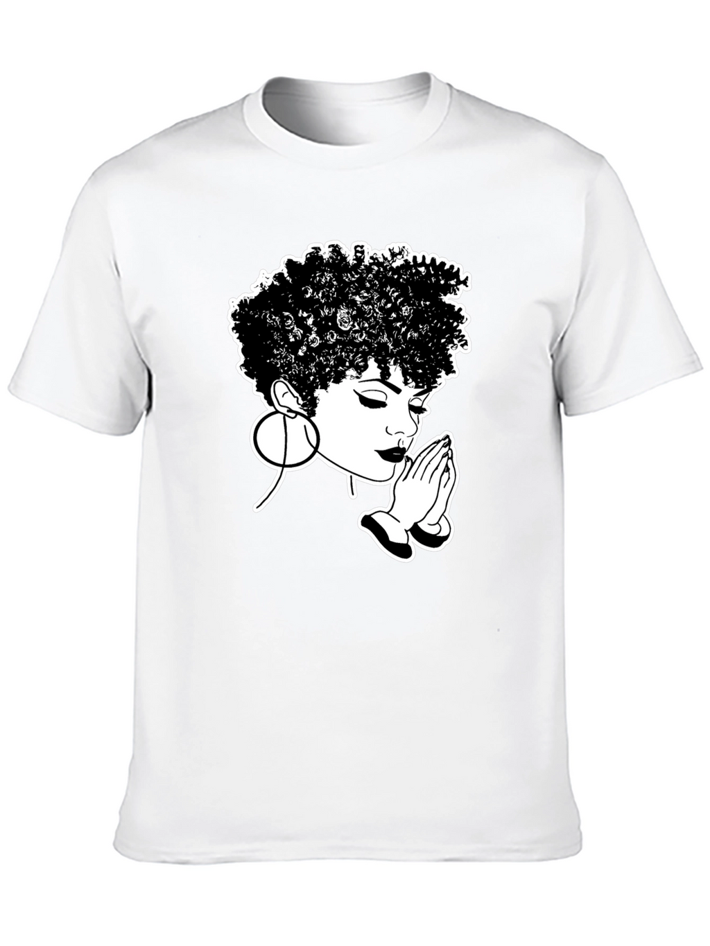 Praying Woman Graphic Tee - Stylish Black T-Shirt