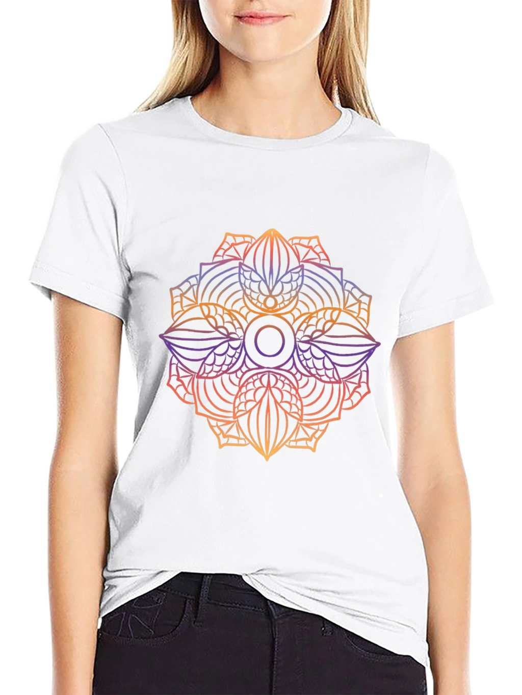 Mens Black Graphic Tee - Mandala Design
