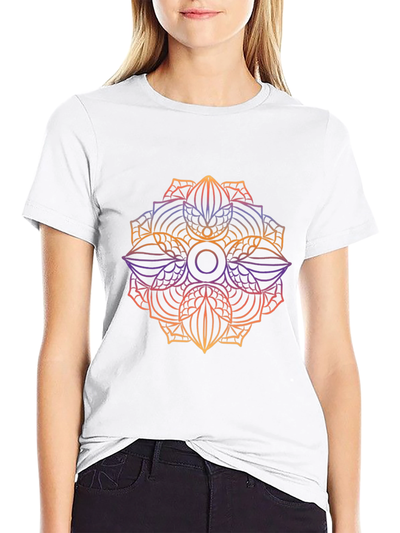 Mens Black Graphic Tee - Mandala Design