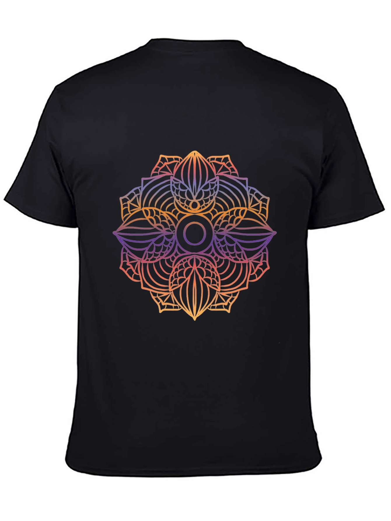 Mens Black Graphic Tee - Mandala Design