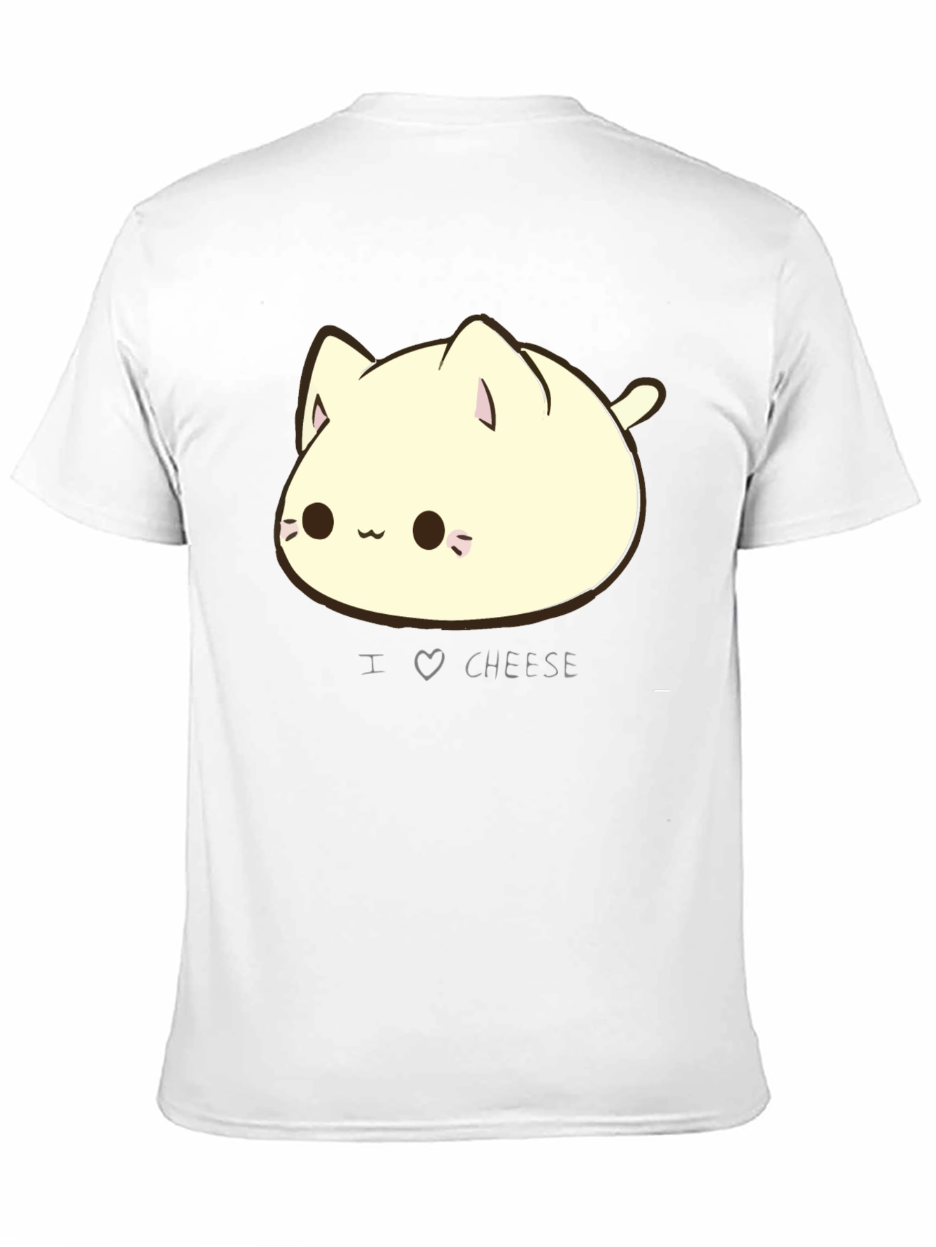 I Love Cheese Cute Cat T-Shirt - Black