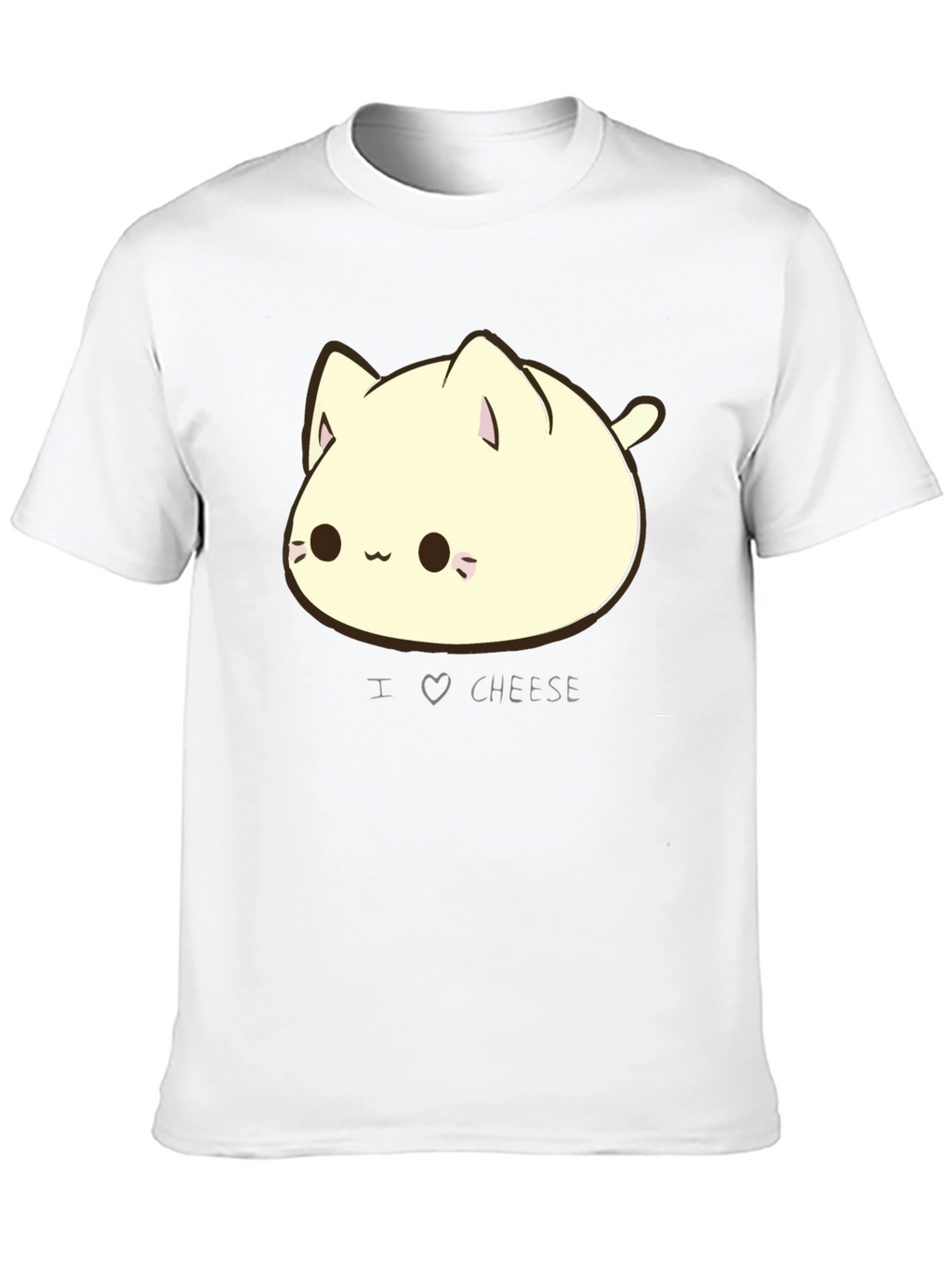 I Love Cheese Cute Cat T-Shirt - Black