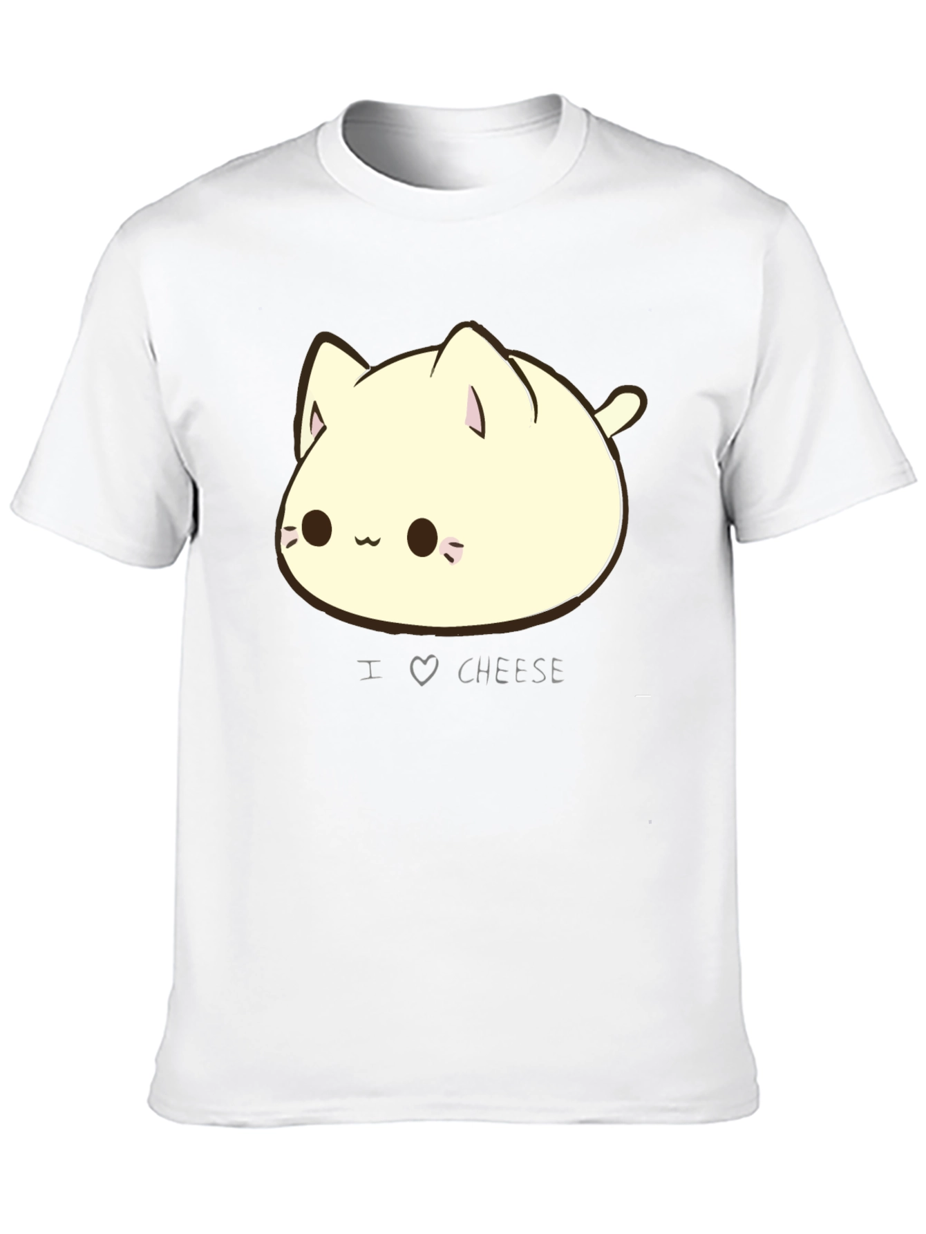 I Love Cheese Cute Cat T-Shirt - Black