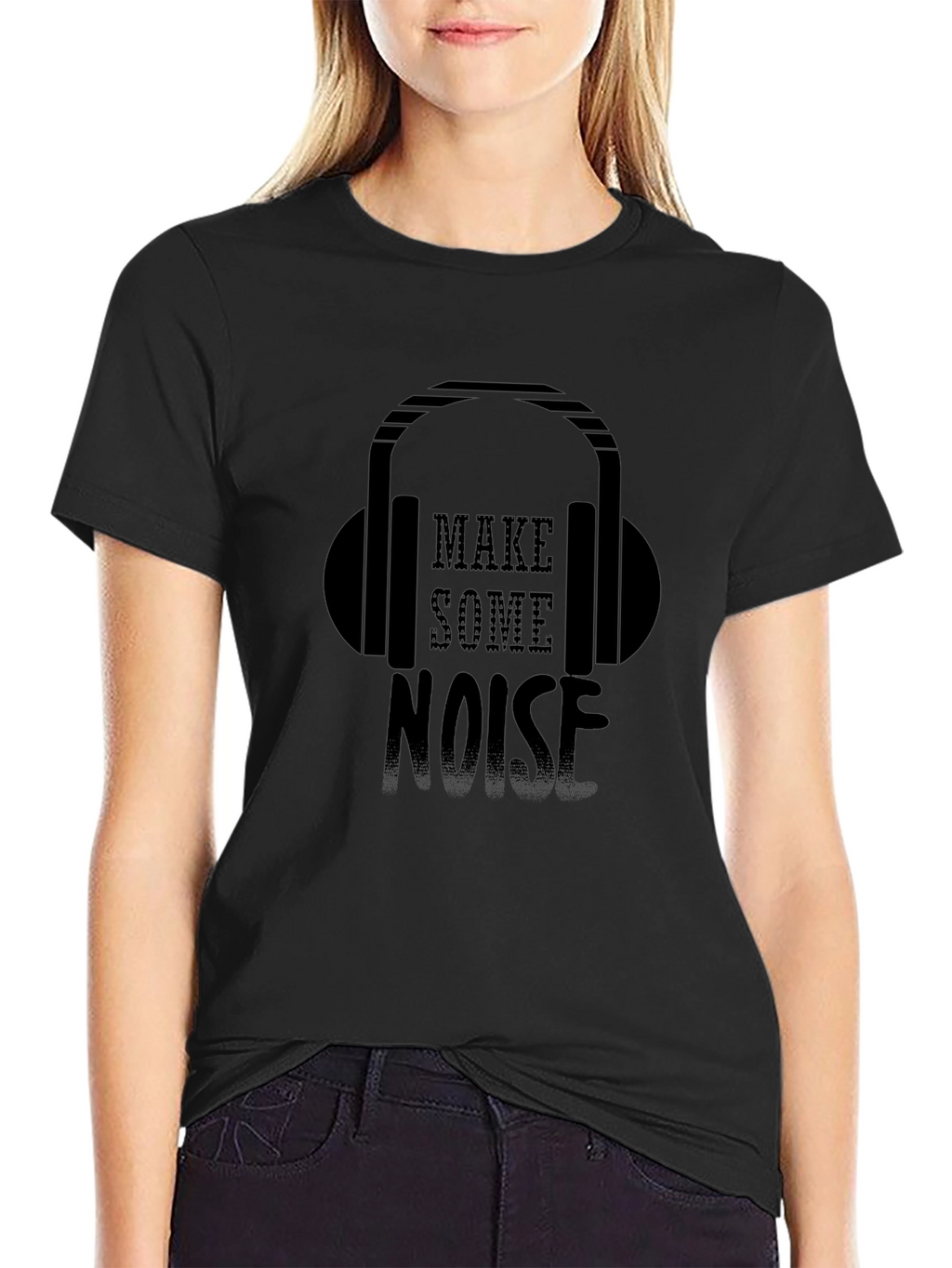 Make Some Noise Black T-Shirt - Headphone Design