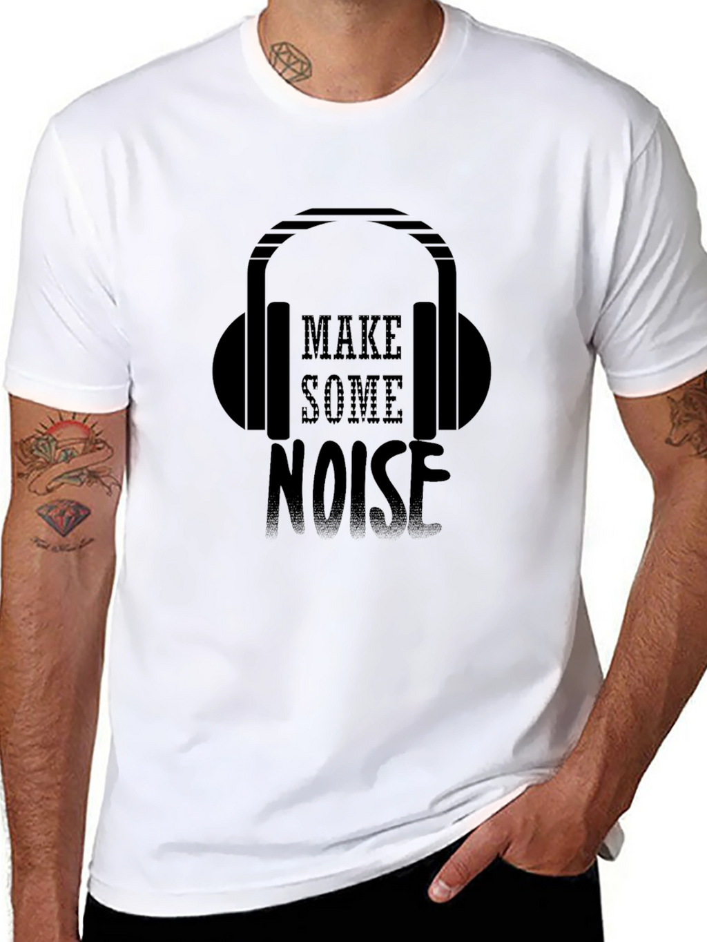Make Some Noise Black T-Shirt - Headphone Design