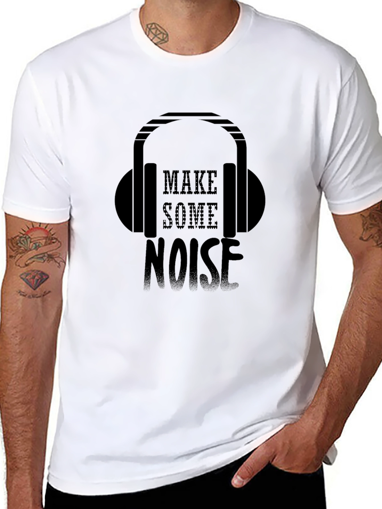 Make Some Noise Black T-Shirt - Headphone Design