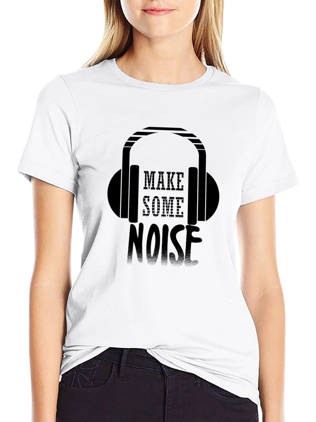 Make Some Noise Black T-Shirt - Headphone Design