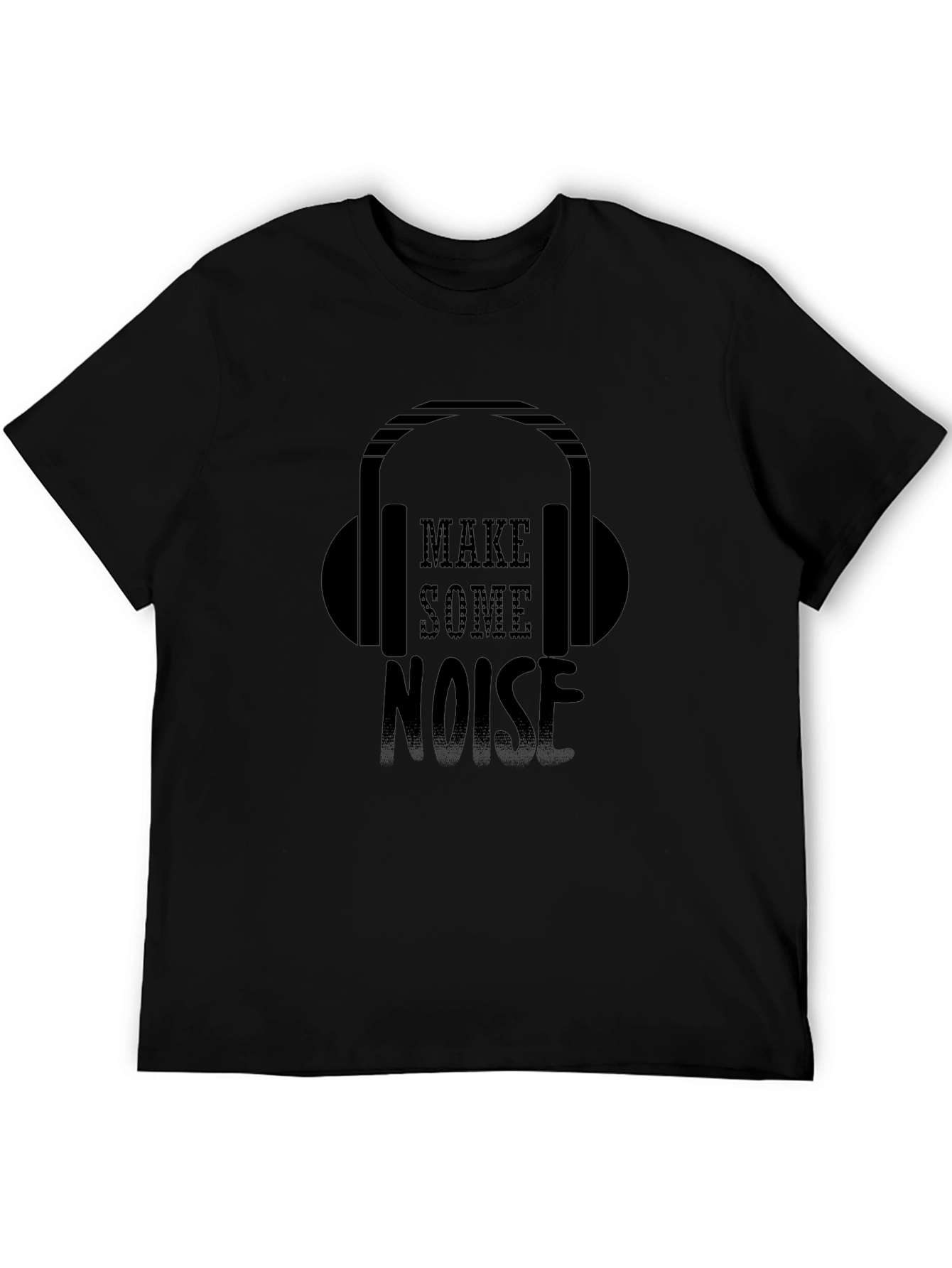 Make Some Noise Black T-Shirt - Headphone Design