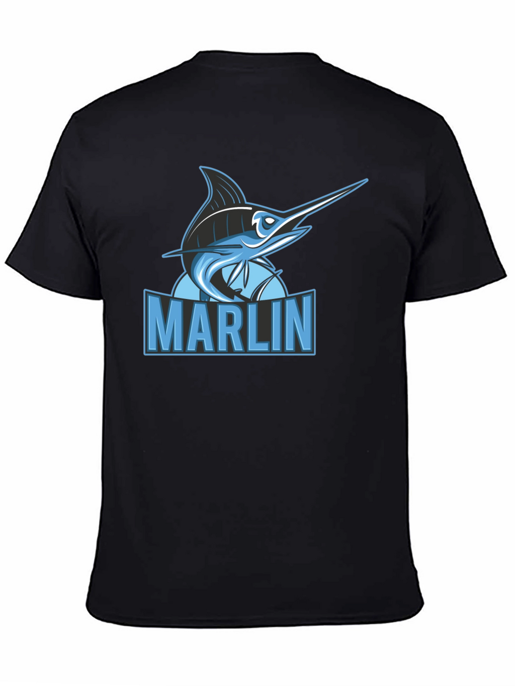 Marlin Fish Graphic Print Black T-Shirt